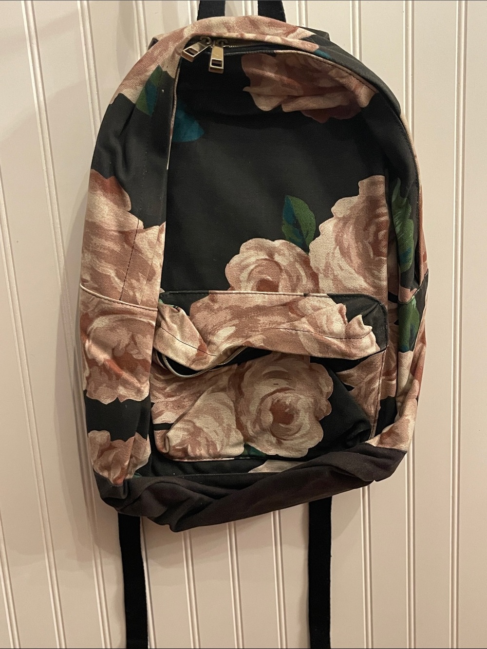 Pottery Barn Black Backpack and lunch bag with Blush Rose Floral Print